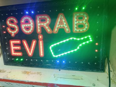 льдогенератор купить в баку: LED işıqlı “Şərab Evi” vitrin lövhəsi - Qara əsas üzərində iri “ŞƏRAB