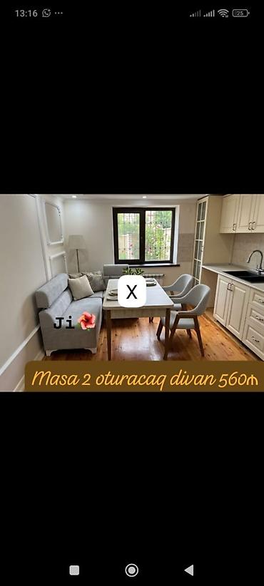 Mətbəx üçün kompakt yemək dəsti: - Düzbucaqlı masa - 2 ədəd yumşaq