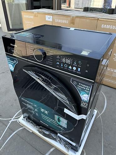 ткань для проектора: Стиральная машина Hisense с функцией сушки, серия iFit, черный цвет — 4