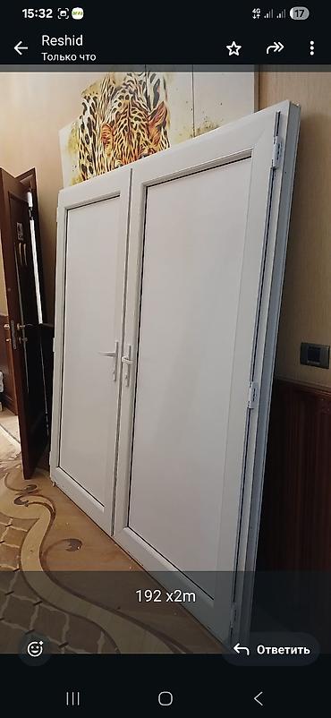 plastik gapi: PVC ikitərəfli qapı bloku - Material: ağ rəngli PVC profil - — 2