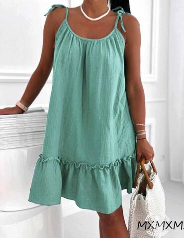 heklana haljina za plažu: One size, color - Turquoise, Oversize, With the straps