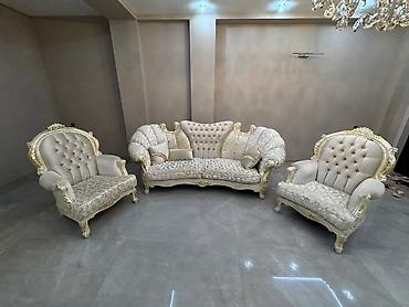 klassik mebel: Klassik barokko üslubunda 3 parçalı dəst – 1 divan + 2 kreslo - Rəng — 1