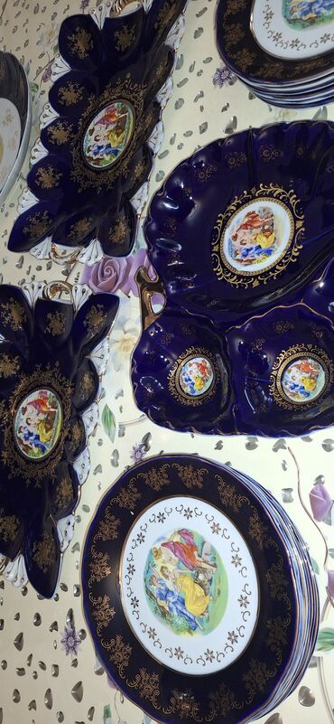 Nahar dəstləri və servizlər: Nahar dəsti, rəng - Göy, Farfor — 7