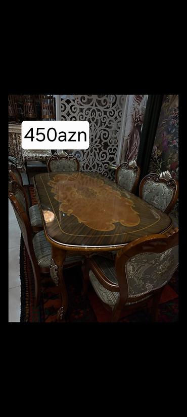 Qonaq otağı üçün, İşlənmiş, Dördbucaq masa, 6 stul