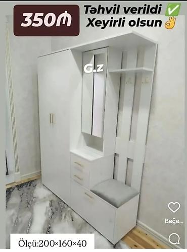 угловой шкаф купе: Dəhliz üçün çoxfunksiyalı mebel dəsti - Rəng: ağ - Ölçü: 200 × 160 × — 1