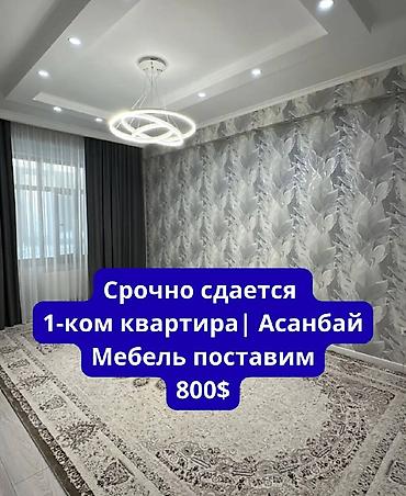 800: 1 комната, Асанбай мкр Агентство недвижимости, Без животных, от 1 года, С мебелью полностью — 1