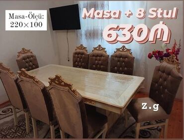 Uşaq və gənc otağı üçün dəstlər: *Masa Dəsti 💫 630Azn* ◻️Masa + 8 stul ◻️Masa Ölçü:220×100 ◻️Masa Mdf ◇