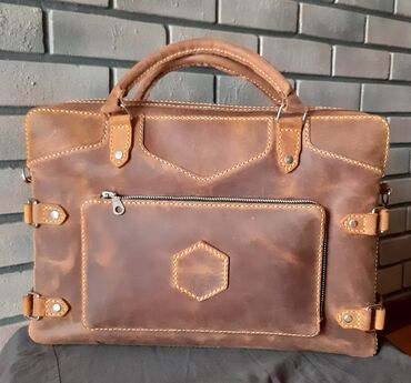 Noutbuklar üçün örtük və çantalar: Natural dəri portfel Dəri Portfel 100% Əl işi təbii Dəri çanta. Təbii — 6