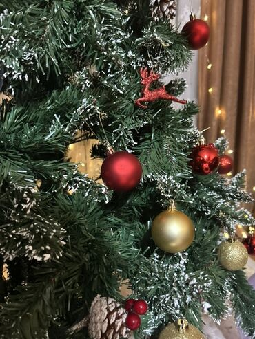 Yeni il ağacları: Yeni il şam ağacı – tam bəzədilmiş set 180 sm hediyye alınıb qaytarma — 5