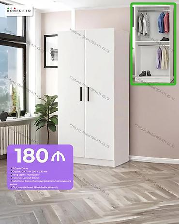 İki qapılı dolab - Ölçü: 47 × 200 × 90 sm - Material: 18 mm laminat