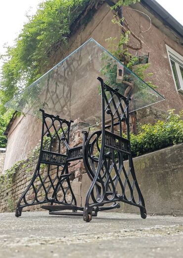 stakleni radni sto: Retro unikatni stakleni sto 88*70 cm teško 15 kg visina stola 73