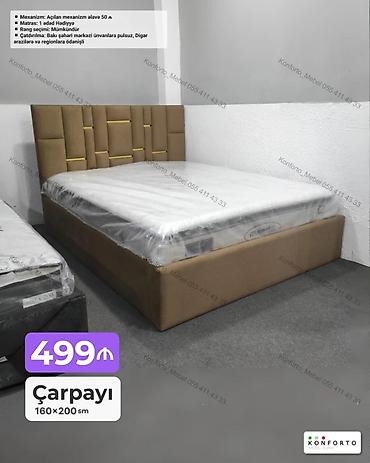 Çarpayı – 160×200 sm - Düz xəttli başlıq dizaynı, yumşaq parça üzlü - lalafo.az -da Çarpayı – 160×200 sm - Düz xəttli başlıq dizaynı, yumşaq parça üzlü -