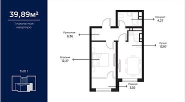 олокон: 1 комната, 40 м², 11 этаж, Свежий ремонт — 2