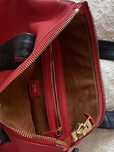 nike tech fleece: Qırmızı xalis dəri tote çanta - Brend: Tom Ford (daxili etiket və — 3