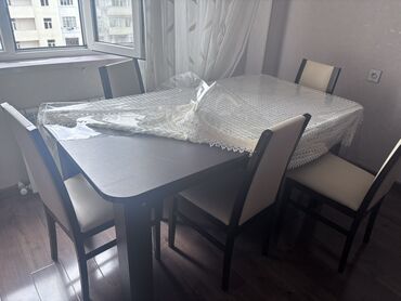 Taburetlər: Mətbəx üçün, Açılmayan, Dördbucaq masa, 6 stul