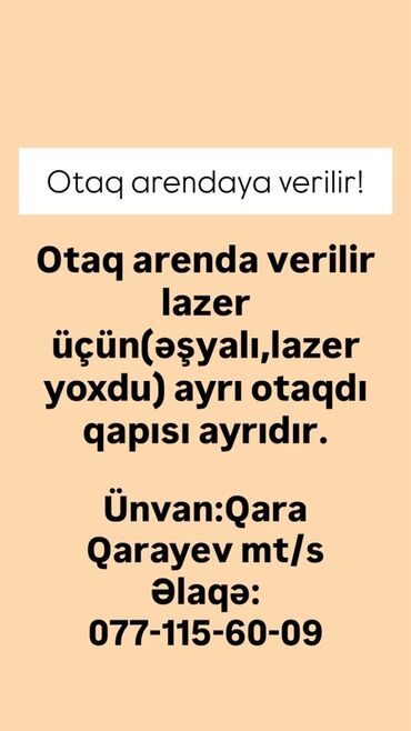 xacmazda kiraye evler ayliq: Arendaya otaq – lazer üçün. Otaq ayrıdır, ayrıca giriş qapısı var