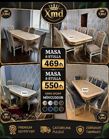 Zərif klassik dizaynlı yeyinmə dəsti – Xmd - Masa + 6 stul: 469 ₼ -