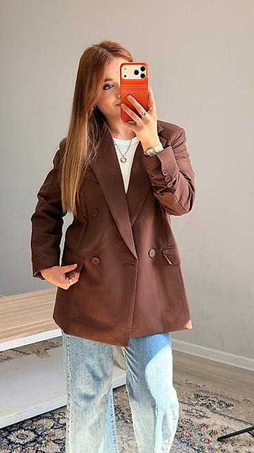 ххх ат: Женский двубортный пиджак oversize - Крой: свободный, удлинённый, со — 4