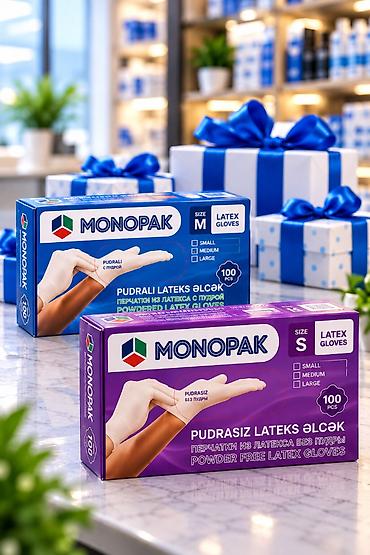 MONOPAK LATEKS ƏLCƏKLƏR 🧤 Pudralı və pudrasız modellər, S, M, L