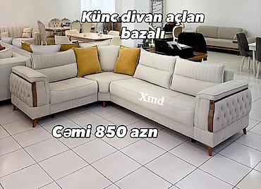 Künc divan – açılan və bazalı model - L‑şəkilli künc divan, müasir