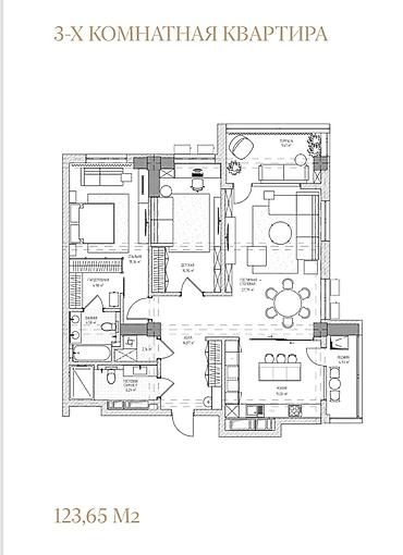 Продажа квартир: 3 комнаты, 123 м², Элитка, 10 этаж, ПСО (под самоотделку) — 4