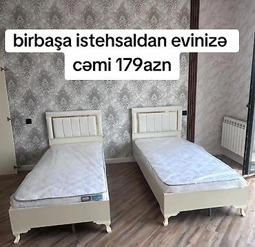 Çarpayılar: Ağ rəngli tək nəfərlik çarpayı dəsti. Klassik üslubda taxta karkas — 1