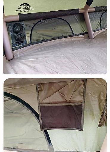 Oprema za kampovanje: Naduvni kamp šator YunduAnXing – vojnog zelena, 12 m² - Prostran — 9