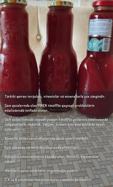 İçkilər: Tərkibi qatran turşuları, vitaminlər və minerallarla çox zəngindir