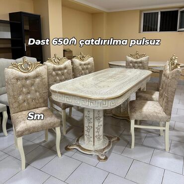 Çarpayılar: Qonaq otağı üçün, Yeni, Açılmayan, Oval masa, 6 stul