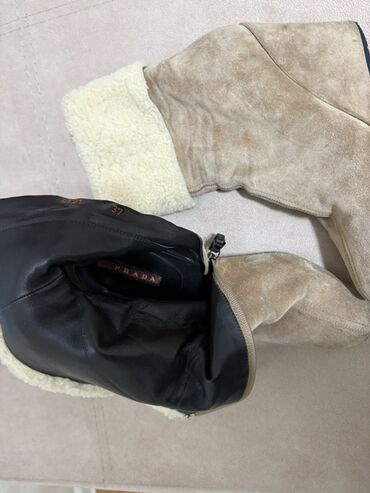 Çəkmələr: Qısaboğaz, Ölçü: 37, rəng - Bej, İşlənmiş — 9