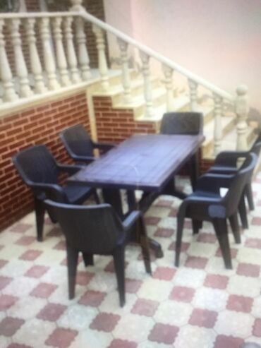 Uşaq masaları: Yeni, Dördbucaq masa, 6 stul, Açılan, Stullar ilə, Plastik, Türkiyə