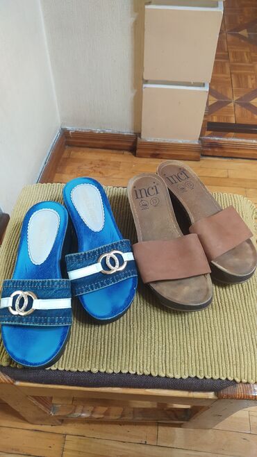 Домашние тапочки: Домашние тапочки, 37.5, Б/у, цвет - Синий — 2