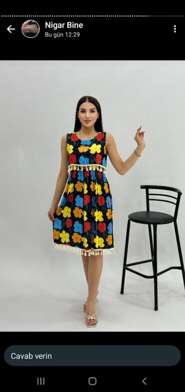 cins sarafanlar instagram: Повседневное платье, Миди, One size