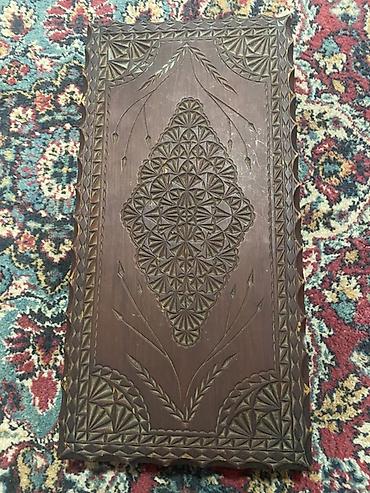 daş utu: Əl oyma naxışlı taxta tavla/qapalı oyun lövhəsi - Material: tam taxta — 3