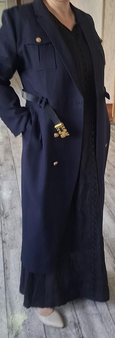 max mara: Длинное женское пальто-пиджак темно‑синего цвета в стиле миди/макси — 4
