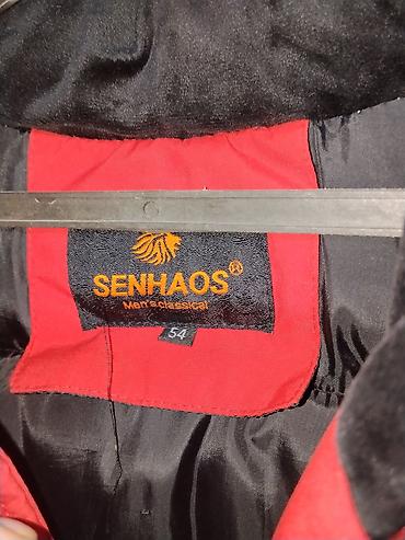 зимние одежда: Мужская зимняя парка SENHAOS, размер 54. - Цвет: ярко‑красный с — 2