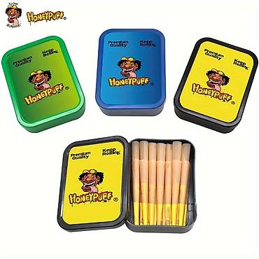 qelyan seti: HoneyPuff əvvəlcədən bükülmüş konus kağızları – metal qutuda set - — 1