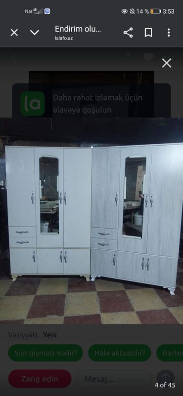Dolablar: Yeni, Açılan, 3 qapılı Düz dolab, Şifonyer, Azərbaycan — 13