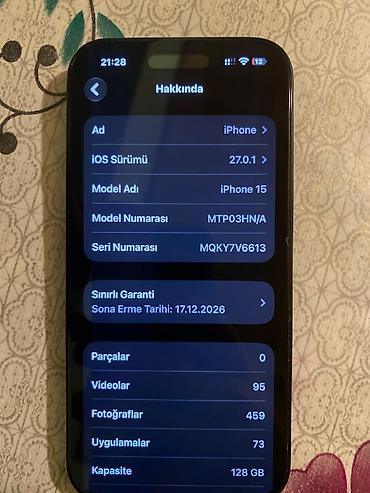 qabyuyan masin 45 sm: IPhone 15, 128 GB, Qara, Zəmanət — 7