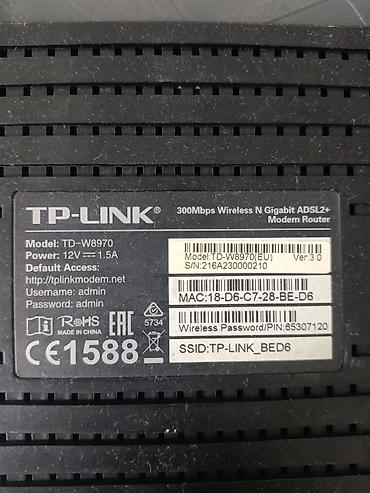 azercell mifi modem satilir: TP-Link TD-W8970 (EU) V3.0 – 300Mbps Wireless N Gigabit ADSL2+ — 2