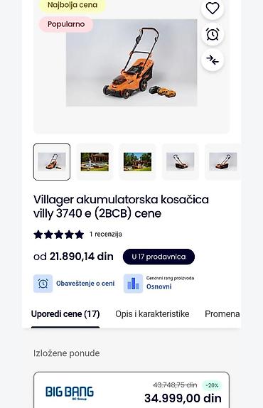 Baštenski alati i oprema: Villager Villy 3740E akumulatorska kosačica, nova, neraspakovana — 11