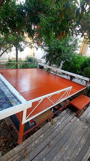 yeni mebellər: Bağ üçün taxta meydança (taxt-daş) – metal karkaslı - Ölçü: təxmini — 2