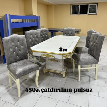 Masa və oturacaq dəstləri: Qonaq otağı üçün, Açılmayan, Dördbucaq masa, 6 stul — 11