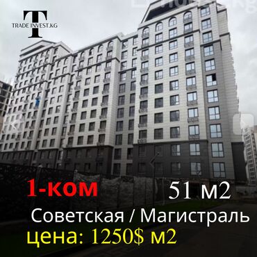 6 микрорайон квартиры: 1 комната, 51 м², Элитка, 6 этаж, ПСО (под самоотделку)