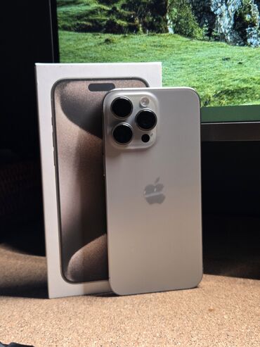 шнур айфон 15: IPhone 15 Pro Max, Колдонулган, 256 ГБ, Natural Titanium, Куту