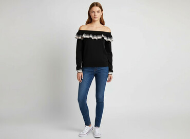czarne bluzki z aplikacją: H&M, Светр жіночий, розмір S