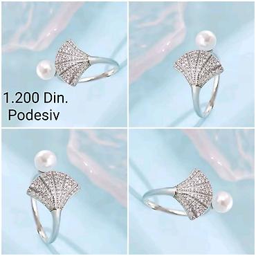 elegantan nakit: Posrebren podesiv prsten elegantnog i modernog dizajna od hirurskog — 4