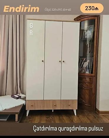 Dolablar: 3 qapılı geyim dolabı - Ölçü: 120 × 195 sm, dərinlik 45 sm - Rəng və — 1