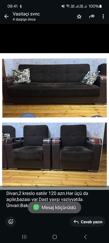 Professional sobalar: İşlənmiş, Divan, 2 kreslo