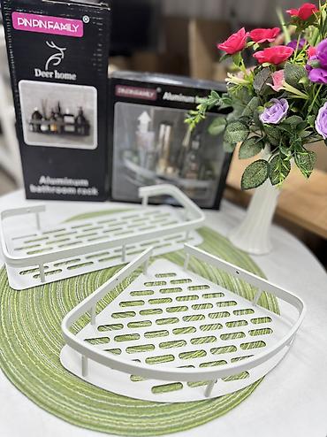 угловая: Угловая и прямая полки для ванной PNPNFAMILY (Aluminum bathroom rack) — 5